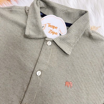 Conj. Camisa Manga Longa de Linho e Calça de Moletom - Verde Musgo e Preto